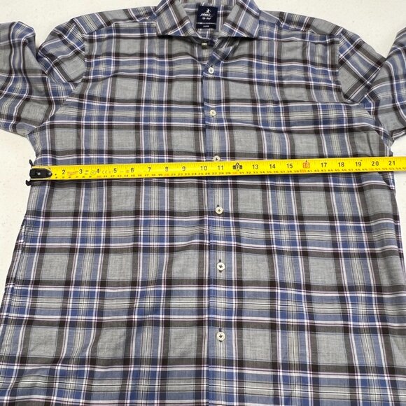 NWOT JOHNNIE-O TOP SHELF HEARST LIGHT GRAY BLUE PLAID BUTTON DOWN SHIRT LARGE - Picture 3 of 7